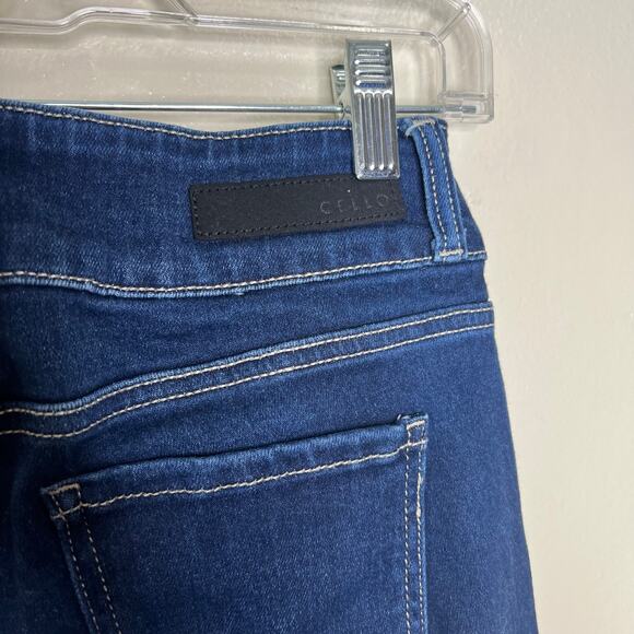 Cello Flare Blue Jeans 5 Dark Wash Mid Rise Denim 27 Cotton Blend Y2K Stretch - Picture 4 of 8
